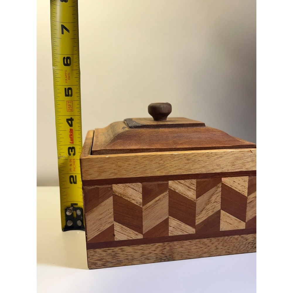 Beautiful Handmade Vintage MCM Retro BohoParquetry Marquetry Wooden Box With Lid - Picture 13 of 13